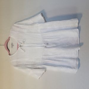 Cirana White Peasant Baby Doll Embroidered Pleated Oversized Size M